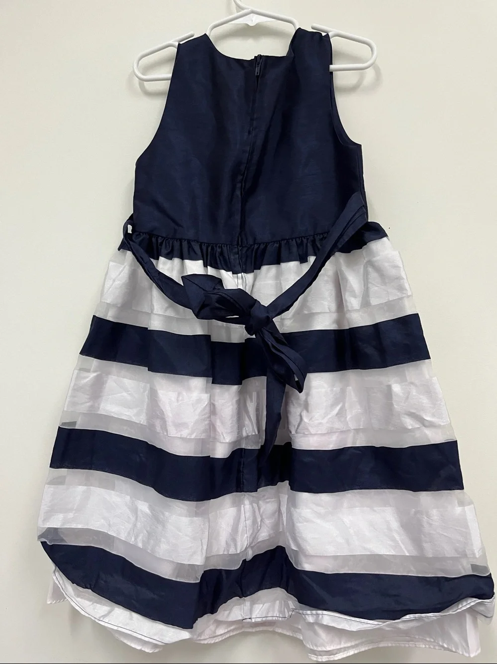 La Princessa Navy and White Striped Flower-Applique Formal Dress size 6x